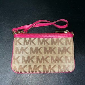 Michael Kors Canvas with Hot Pink Trim Wristlet